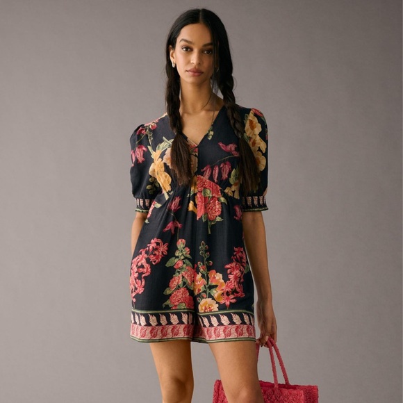 Ranna Gill Pants - Anthropologie Ranna Gill V-Neck Printed Romper XS
